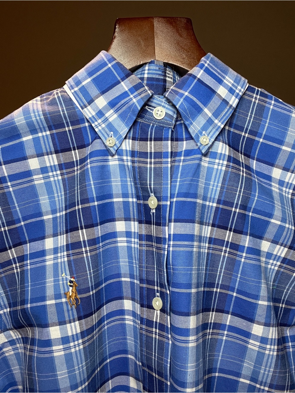 NWT Ralph Lauren Blue Plaid Button-Down Shirt with Polo Pony
